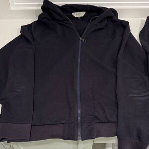 Zegna Navy Zip-Up Hoodie